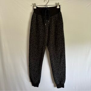 Victoria Secret Leopard Print Corset Tie Waist Joggers Sweats Black XS